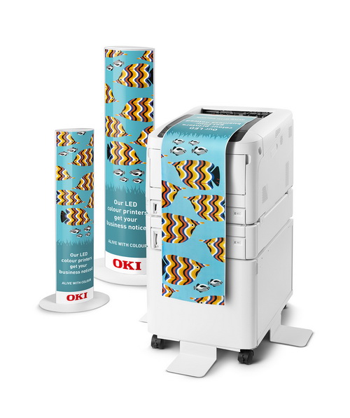 OKI C800 series banner with banner, totems and optional 2nd tray 